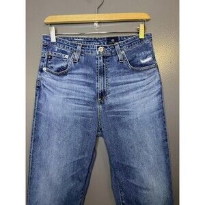 AG The Phoebe Jeans Womens 29R Blue High Rise Straight Distressed Denim